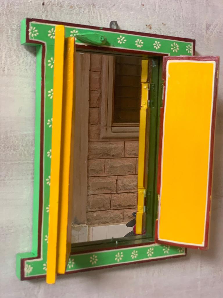 Hand Painted Narasimha Avatar Window: Indian Home Decor