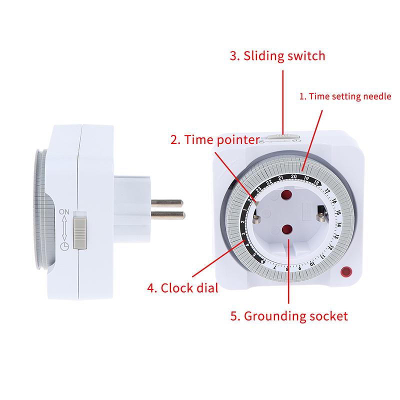 24-Stunden Mechanischer Timer Intelligenter Countdown Automatische Abschaltung Steckdosen-Timer EU-Stecker Für den Innenbereich