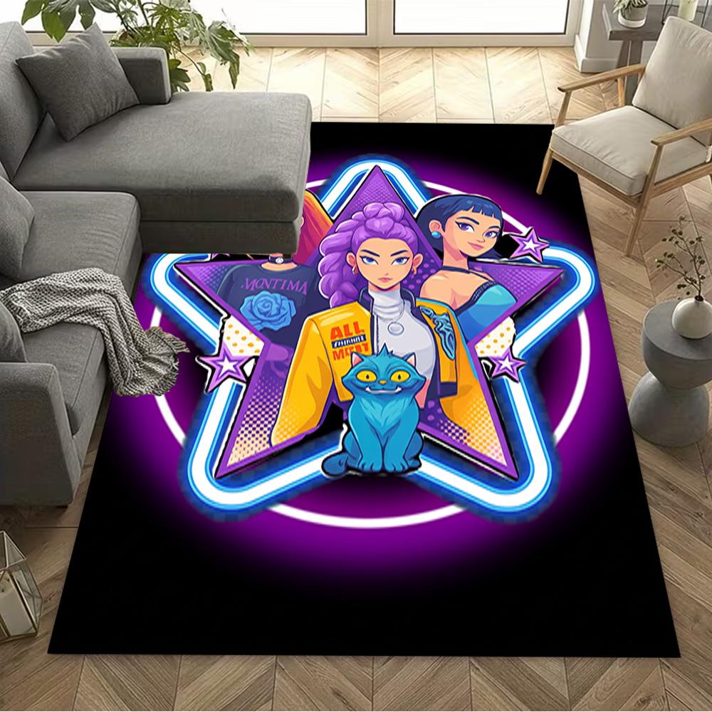 Huntrix: Future Heroes Unite Area Rug Design for Living Rooms Decorate Room Bedrooms Entryway Antislip Carpet Office Home Decor