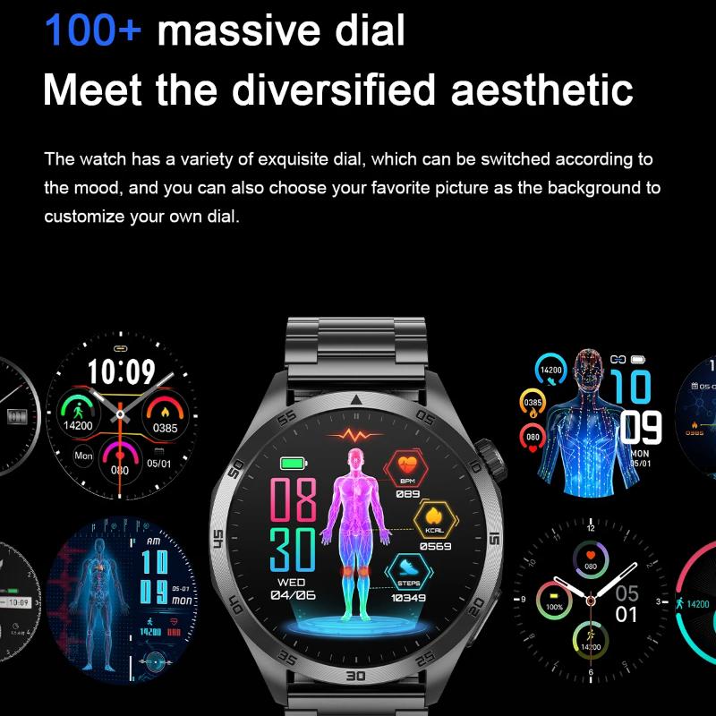 2025 New Micro Physical Examination Blood Lipids Uric Acid Blood Pressure Smart Watch ECG+PPG Clock Bluetooth Call Smartwatch Men