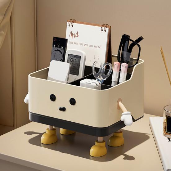Desktop Storage Box Remote Control Holder Large Capacity Multiple Compartments Versatile Stationery Makeup Organizer