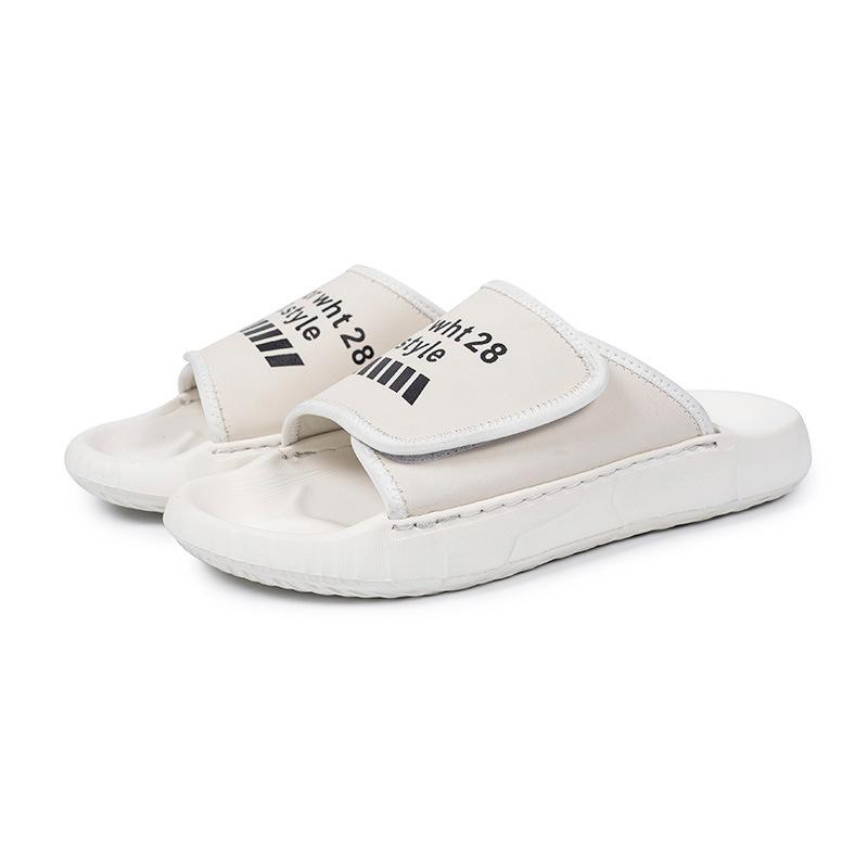 Slippers Men's 2025 Summer New Velcro Tide Brand Beach Slippers Leather Outdoor Wear Casual Street Flip-flops