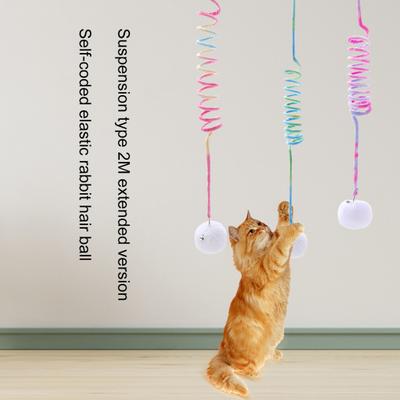 1 Set Giocattolo di Peluche Gatto Autoadesivo Elasticità Palla da Gioco Gattino Giocattolo per Animali Domestici Gioco Interattivo