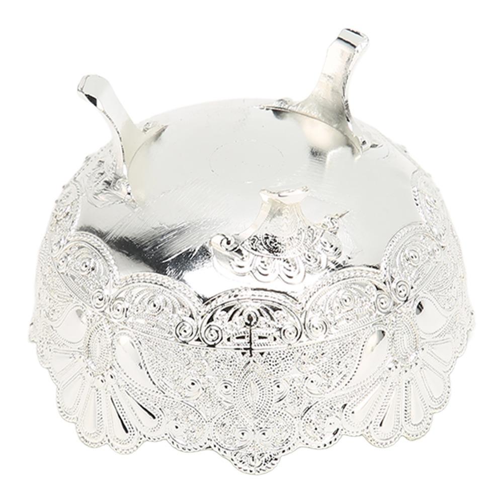Footed Alloy Fruit Bowl Silver Metal Serving Bowl Decorative Centerpiece Dish Party Use