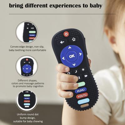 1 Pack Baby Silicone TV Remote Control Dental Gum Toy, Baby Anti-eating Hand Teething Stick Cartoon Chewing Gum Children's Toy