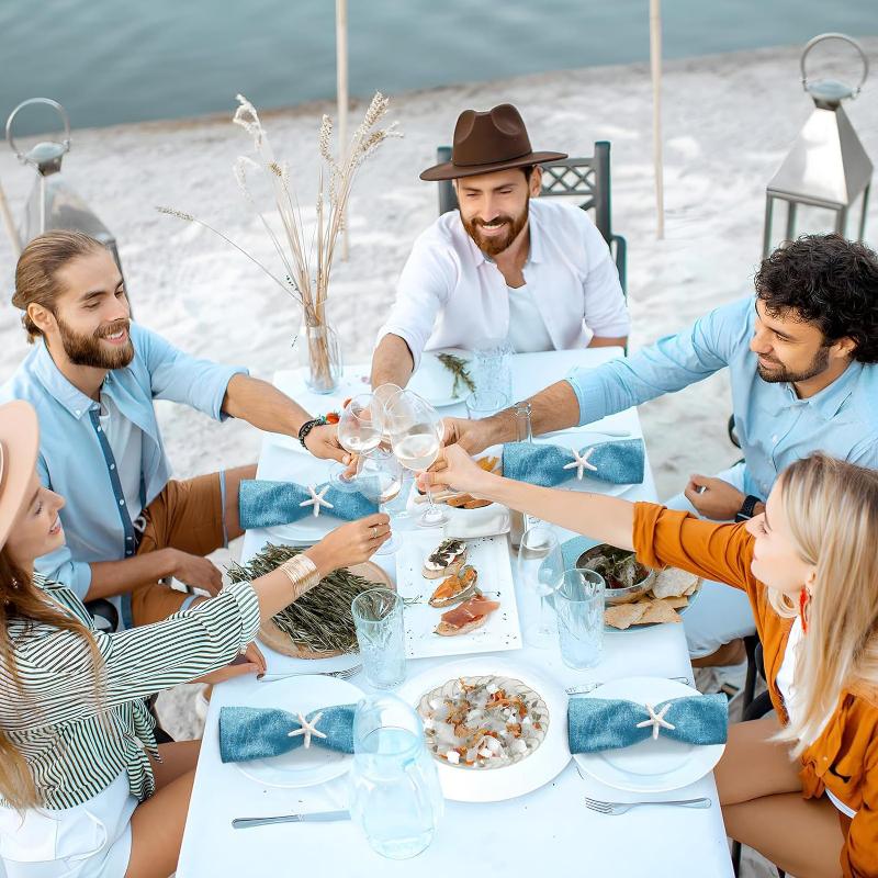 1pcs Napkin Ring White Starfish Napkin Ring for Table Decor, Reusable Ocean Theme Weddings Dinners Banquets Seaside Party Decor