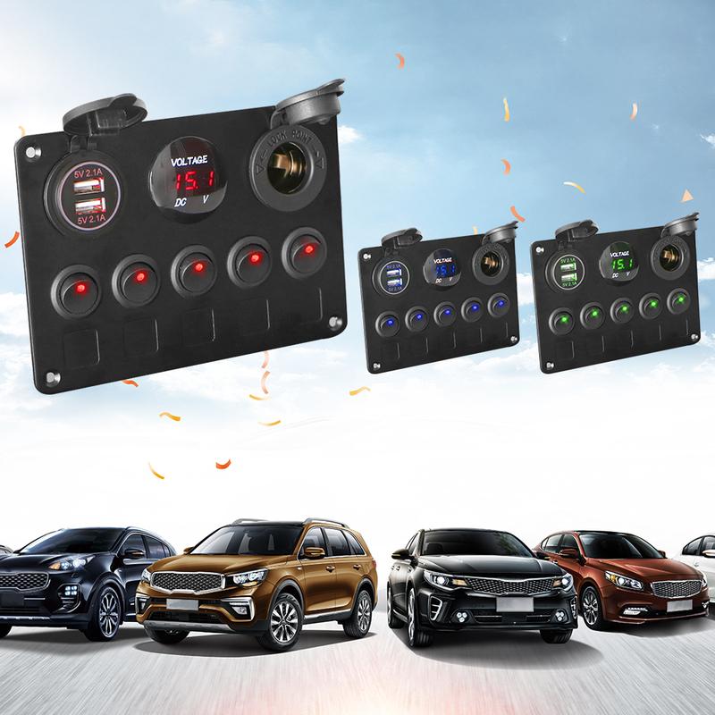 12V 24V 5 Button LED Switch Panel Light Toggle USB Chargers 3.0 Volt Gauge For Car Marine Boat Truck Trailer Caravan Accessories