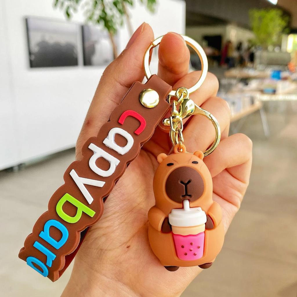 Creative Cute Capybara Keychains for Car Keyring Anime Cartoon Capibala Women Doll Pendant Holiday Gifts