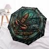 Mechanical Crab Emblem pattern umbrella, portable and foldable design, 8 ribs, a casual accessory for Halloween, Christmas, and birthday gifts.