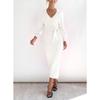 Autumn and Winter Women's Sweater Dresses Medium Long Sweater Dress Elegant Long Sleeve V-Neck Sexy Knit Tight Lace-up Dresses