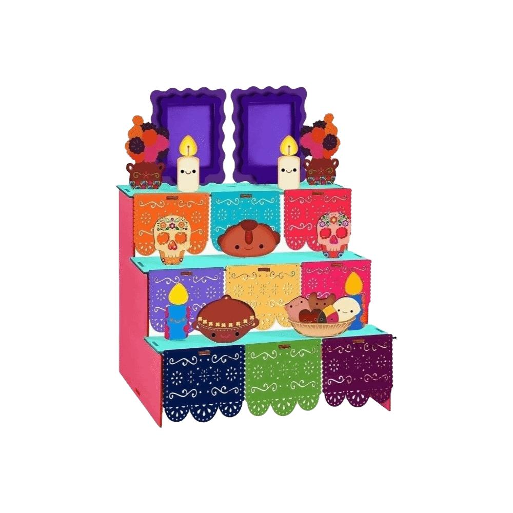 Wooden Mexican Dead Shadow Box Skulls Candles Memorial Display Box Day of The Dead