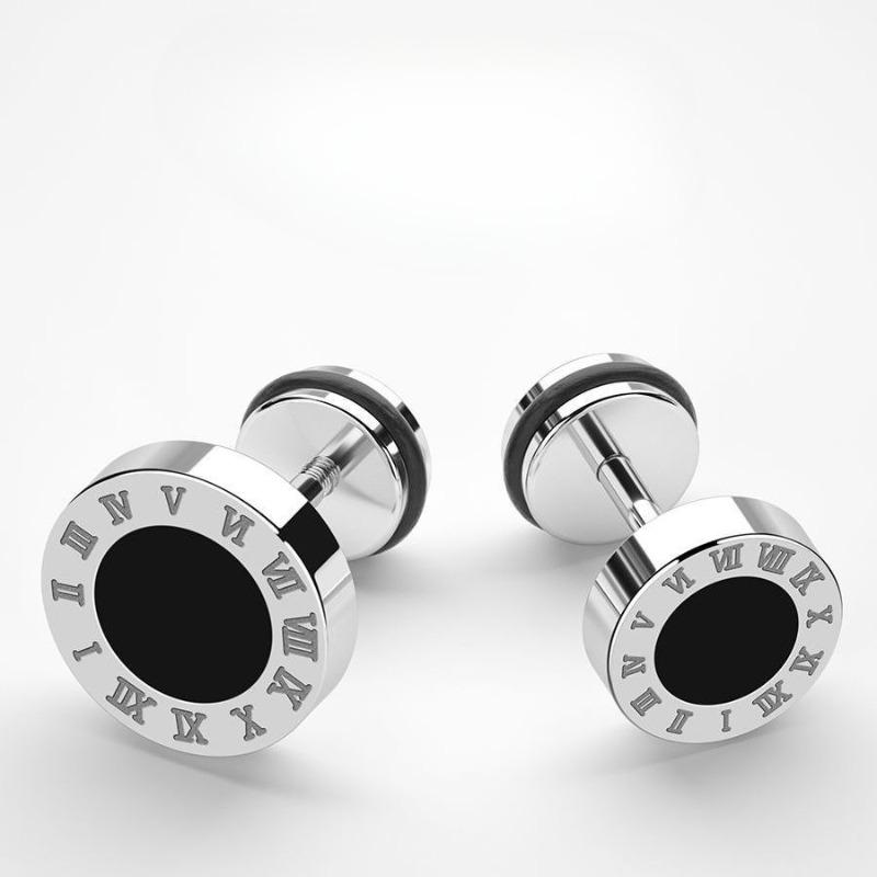 Earring for Men, Hip-hop Style, Roman Numeral Design, Unique Screw, Simple Buckle, Cool and Elegant Look.
