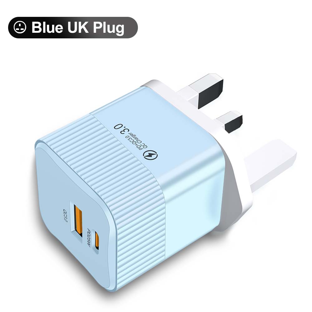

Быстрое зарядное устройство USB тип C Quick Charge 3.0 Быстрое зарядное устройство Портативное мобильное зарядное устройство QC 3.0 Адаптер для Xiaomi iPhone UK Plug UK Blue