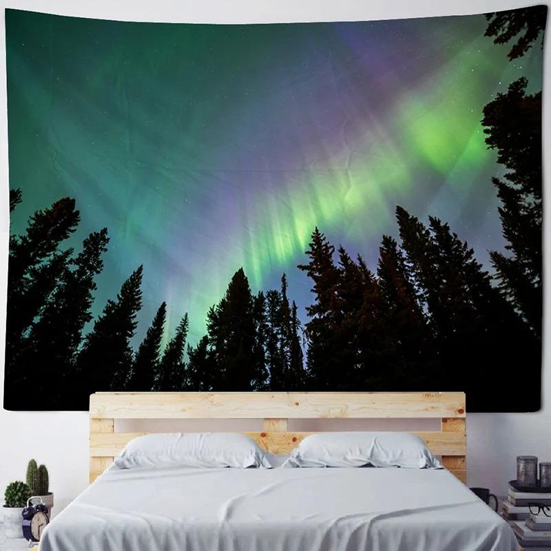Home Room Art Background Decoration Starry Forest Tapestry Moonlight Night Psychedelic Bohemian Decorative Wall Hanging