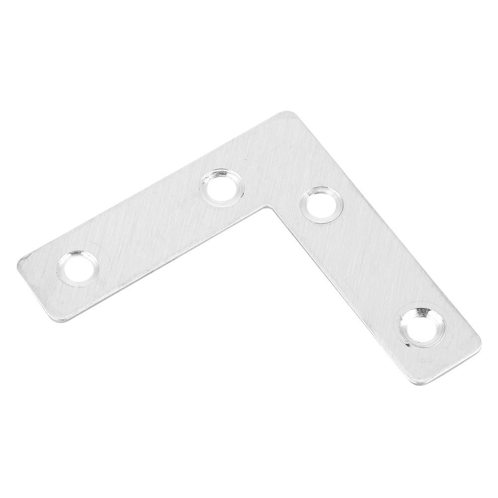 50 peças Placa de Canto em L de Aço Inoxidável Conector Conexões para Móveis Conectores (80 mm)