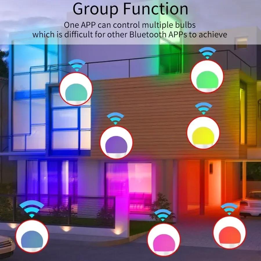 Tuya Smart LED-Lampe - E27 RGB Bluetooth Dimmbares Licht mit App-Steuerung für Schlafzimmer-/Partydekoration (220V)