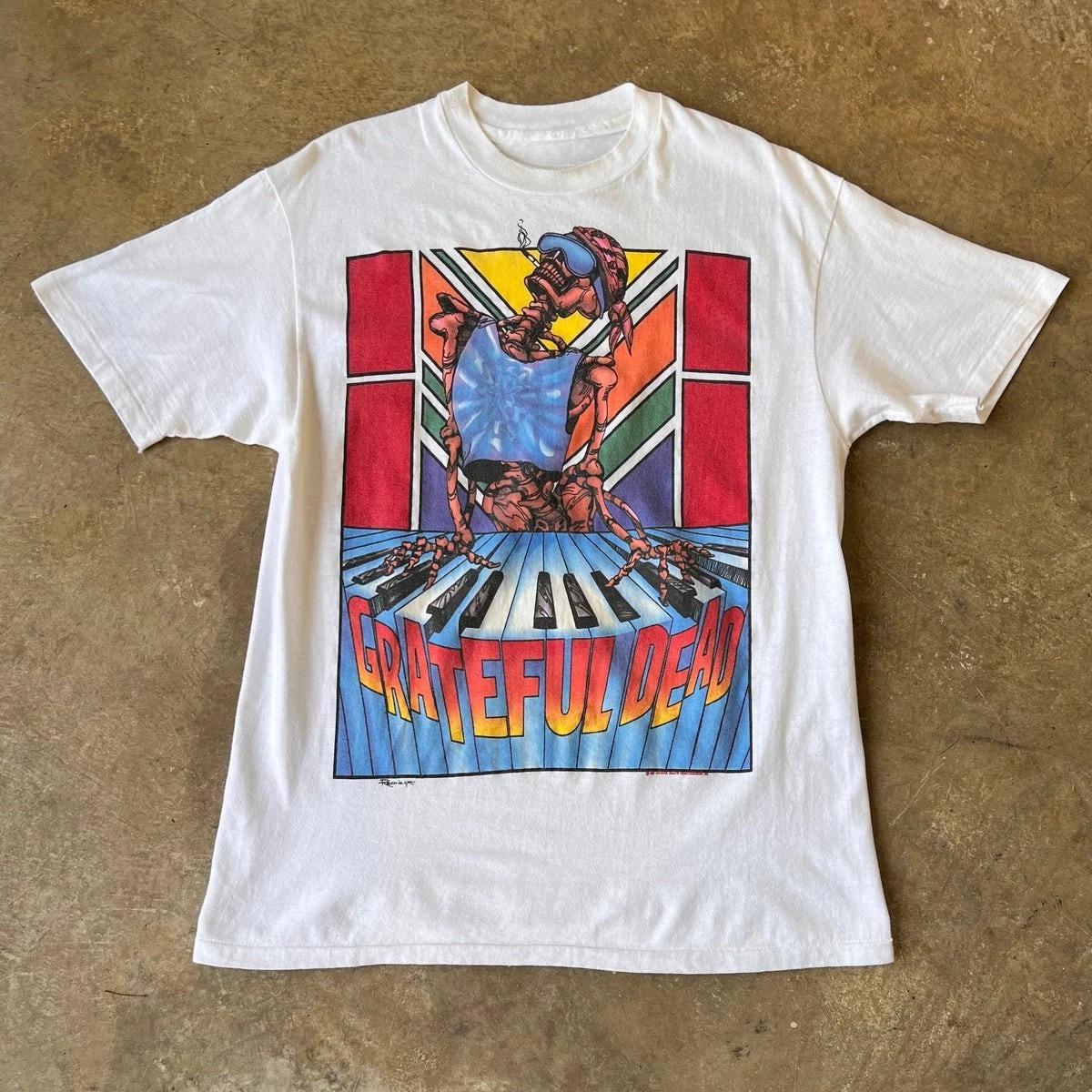 Grateful Dead Brent Mydland Skeleton Basic White Unisex Tshirt M