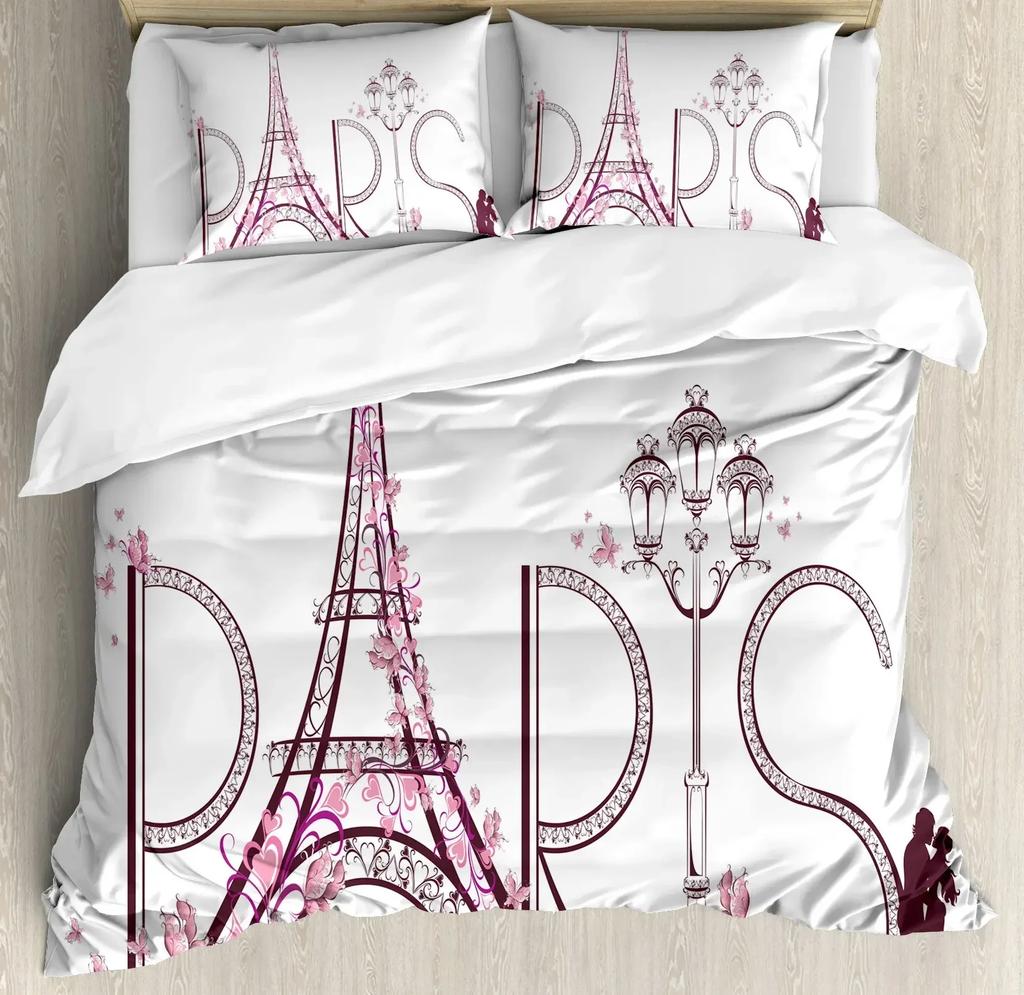 Eiffel Tower Comfortable Duvet Quilt Cover Pillowcase Bedding Set Children Bedroom Decoration Home Textile