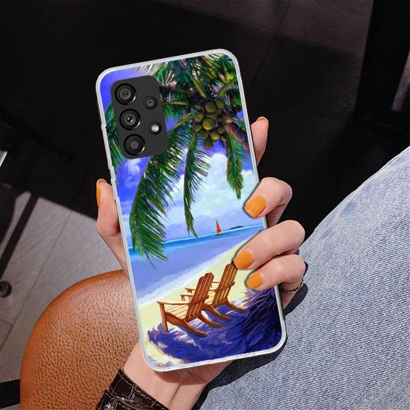 Summer Beach Sunset Sea Palm Tree Phone Case For Samsung Galaxy A17 A16 A15 A14 A13 A57 A56 A55 A54 A53 A37 A36 A35 A34 A33 A26