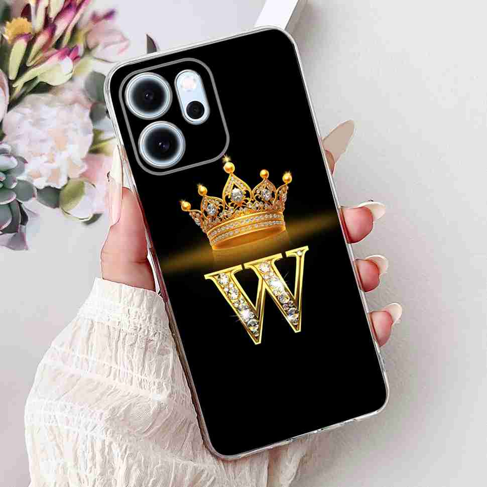 For Oppo Reno14 F 5G 6.57" Case Popular Design Letters A-Z Crown TPU Soft Silicone Cover For Oppo Reno 14F CPH2743 Phone Casing