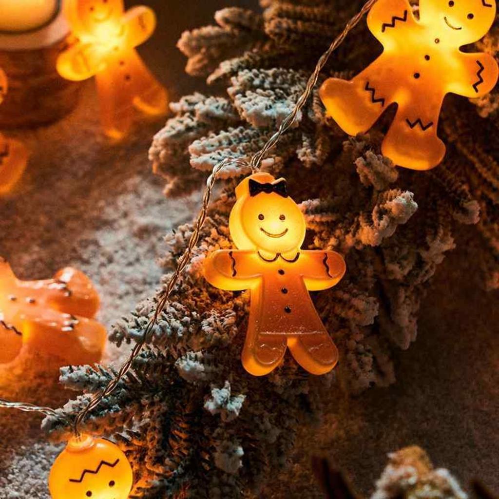 Blow Molded Gingerbread Man LED Decorative Battery-operated Light Christmas Light String Suitable Home Window Patry Indoor Decor
