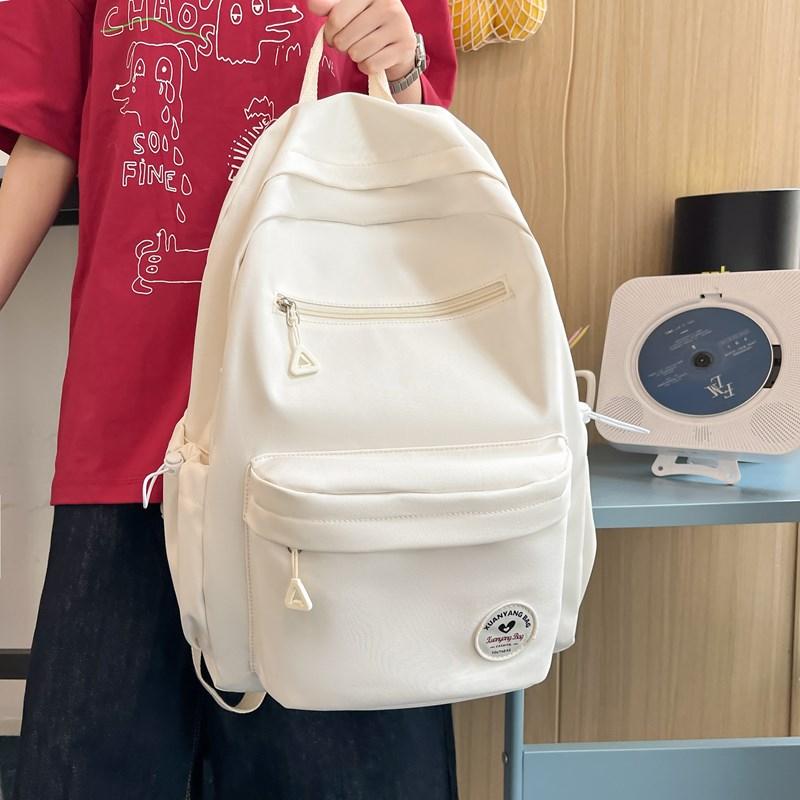 Large Capacity School Bag Women's Solid Color Backpack Lightweight Student Backpack Sports Travel Bag