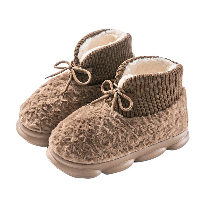 New Fluffy Strap Cotton Shoes Winter Velvet Cotton Slippers Outer Wear Cotton Boots Thick Sole High Heel