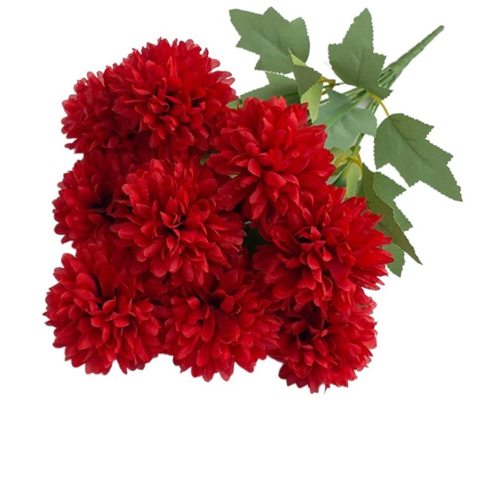 

42 см імітація квітів хризантеми 9 голів штучні квіти куля весільна церемонія декор червоний