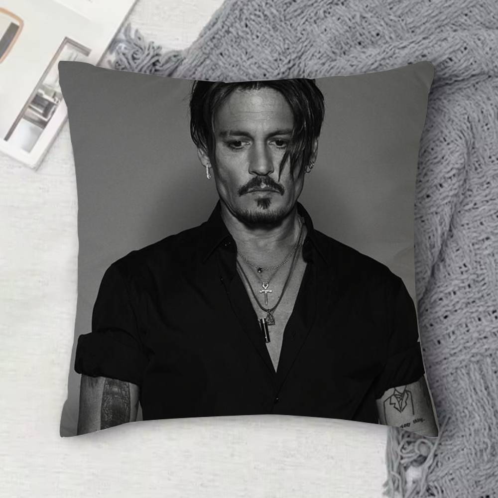 JJohnny Depp Doublesided Printed Square Decorative Cushion Cover for Sofa Living Room Home Decor