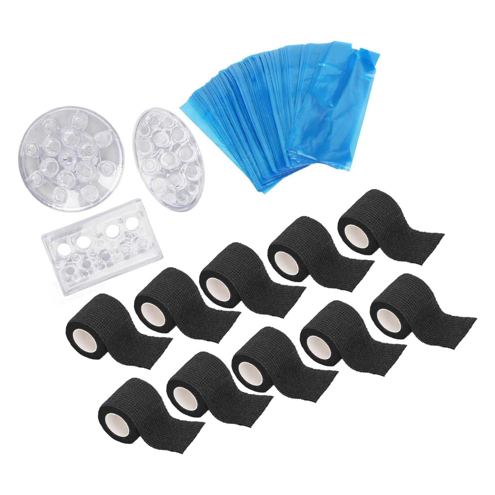 

10PCS Tattoo NaMachine Bandage Non Slip 200PCS Blue Tattoo Pen Protective Bags with 3PCS Ink Cup Holder Stand