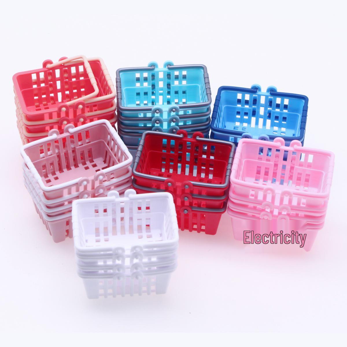 Mini Dollhouse Supermarket Basket Set: Plastic Food Toys & Accessories