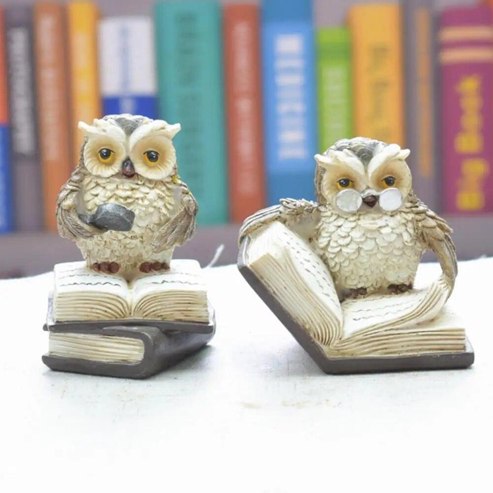 

2 шт./компл., статуя совы, мультяшная реалистичная смола для чтения, книга, фигурка совы, милая статуя ручной работы, домашний декор, скульптура животного Owl