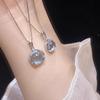 Blue Crystal Pendant Necklace: Elegant Clavicle Chain, Trendy Niche Design, Perfect Gift for Girls & Best Friends.