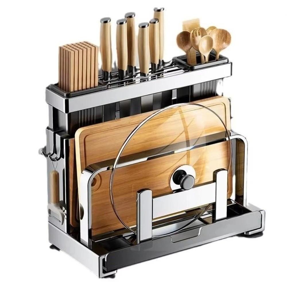 With Drainer Kitchen Storage Rack Wall Mount Chopstick Organization Countertop Organizer Cutting Board Holder Cooking Area
