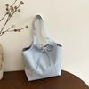 Multi Color Star Glitter Print Canvas Tote Bag For Women Sweet Style Shoulder Bag With Star Charm Bow Knot For Daily School