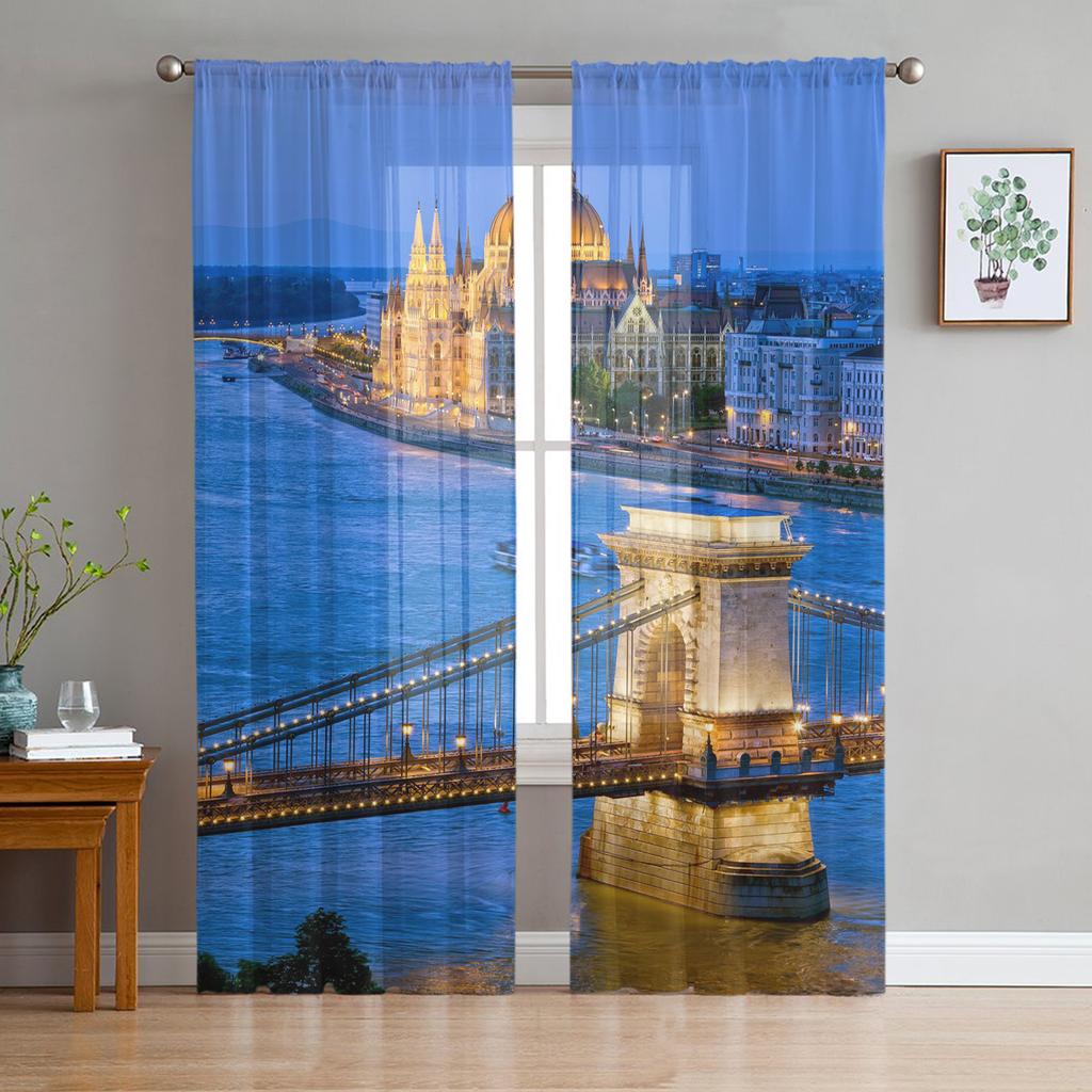 San Pietro Basilica Rome Retro Styled Chiffon Sheer Curtains for Living Room Bedroom Window Curtain Voiles Tulle Cortinas