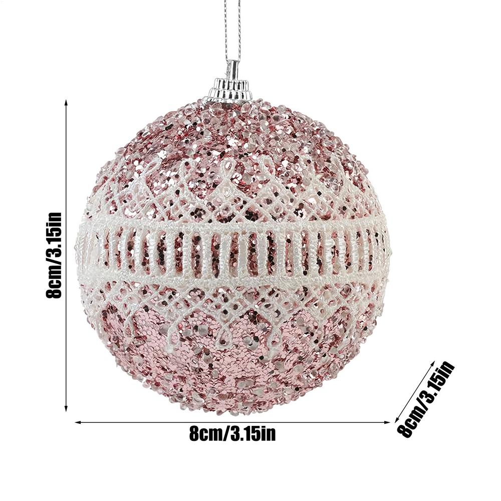 

Christmas Ball Ornament Hangable Christmas Party Decorations sticky powder Christmas foam ball for Christmas tree holiday party 8cm рожевий