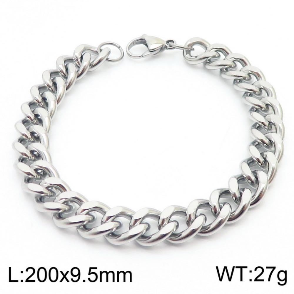 Jewelry Side Flat Chain Stainless Steel Chain, Simple Titanium Steel Men's Trend Hip-hop Bracelet Accessories