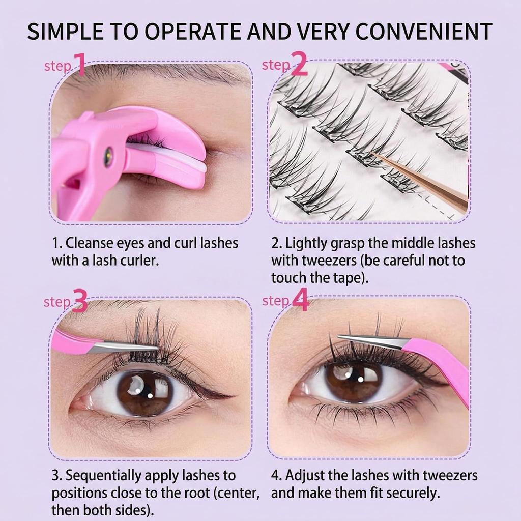 Spiky False Cartoon 100 Cluster Easy Sharp and Reusable Glue-free Eyelashes, Style, 11mm, Pieces, Design, Self-Adhesive, One-Touch Application,