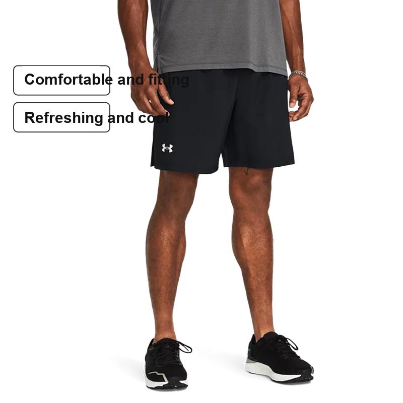 Under Armour Logo Print Quick-Dry Drawstring Mid-Waist Casual Shorts Men Bottoms Black 1382620-001
