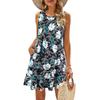 Summer Women's Beach Dress Bohemian Style Sleeveless Fresh Floral  T-shirt, Vest And Vest Dress Elegant Short Dress