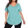 Women's Solid Color Large Size V-neck Top Loose Pocket T-shirt