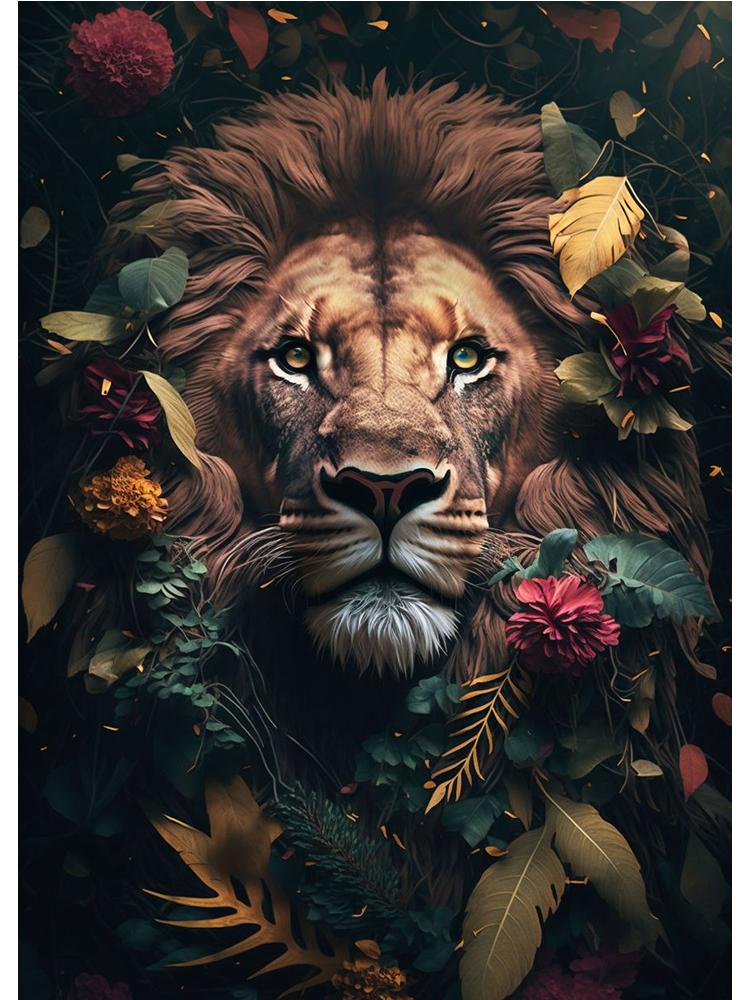 

Портреты животных в джунглях, холст, картина, плакат с принтом, лев, волк, обезьяна, Хамелеон, винтажное настенное искусство для гостиной, домашний декор 40x60cm No Frame