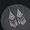 Retro Tibetan silver fringed earrings women's long temperament versatile earrings fashion personality vacation earrings