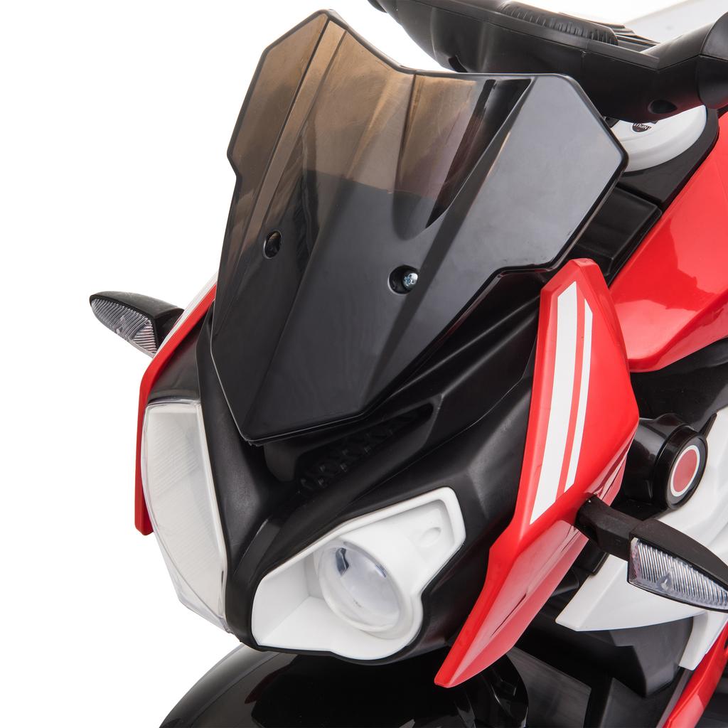 Electric Kids' Motorcycle, Lights & Sounds, 3 km/h, Rechargeable, Plastic & Metal, Black/Red