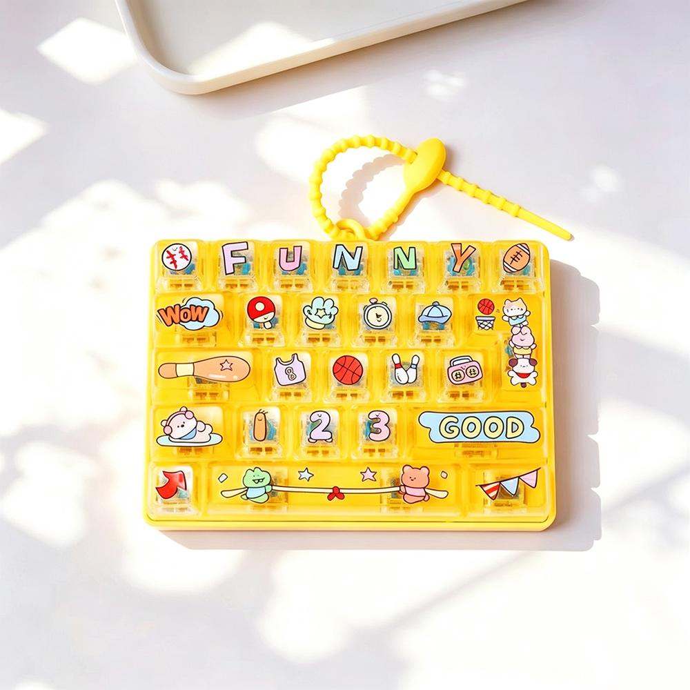 Kawaii 26-Key Mechanical Keyboard Keychain Press Button Stress Relief Fidget Pendant Bag Backpack Accessories Girl Gifts New
