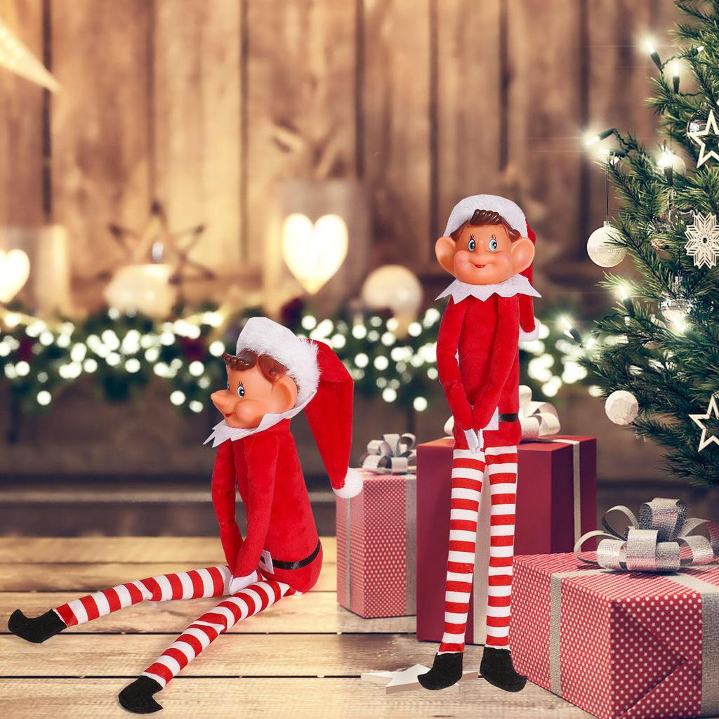 Christmas Elf Doll with Long Nose and Legs - Bookshelf Ornament Decoration