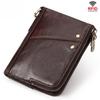 RFID Leather Multicolor Wallet Short Double Zipper Vertical Wallet Fashion Casual Coin Purse