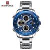 NAVIFORCE 9197 Digital Quartz Watch Men Three Time Quartz Wrist Mens Watch Countdown Steel Wristwatch Clock Relogio Masculino