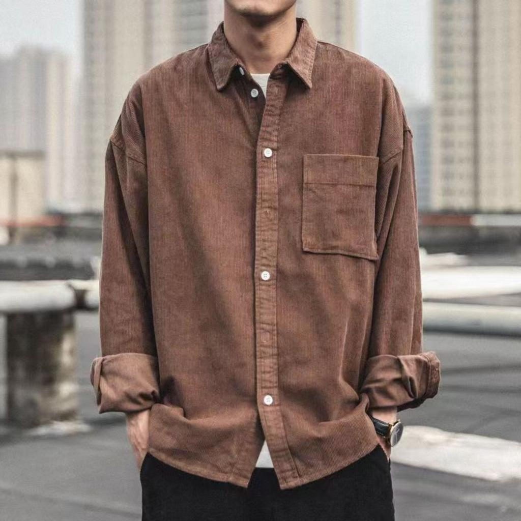 Corduroy Long-sleeved Shirt Men's Casual Loose Men's Work Shirt Jacket